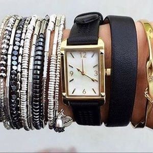 Stella & Dot Pyramid watch double wrap bracelet